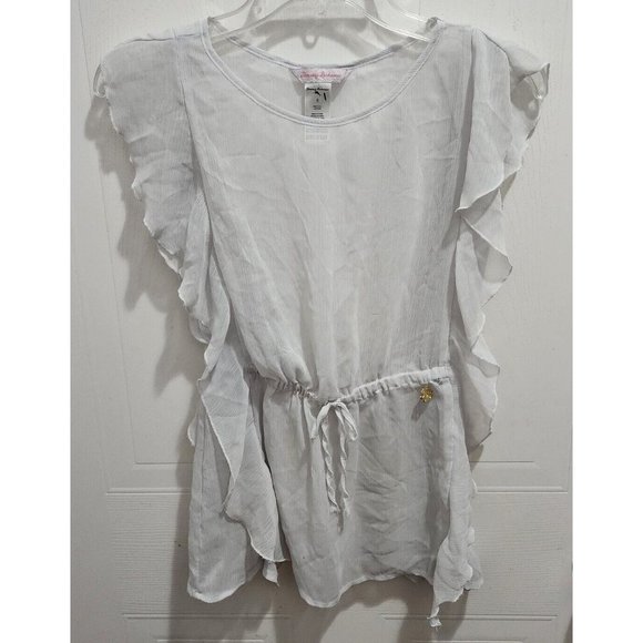 Tommy Bahama Dresses & Skirts - Tommy Bahama Girls White Sheer Sleeveless Dress‎ Cover Up Beach Swim Size 8
